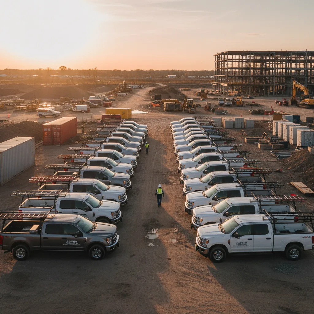 Fleet of heavy duty pickup trucks for contractors