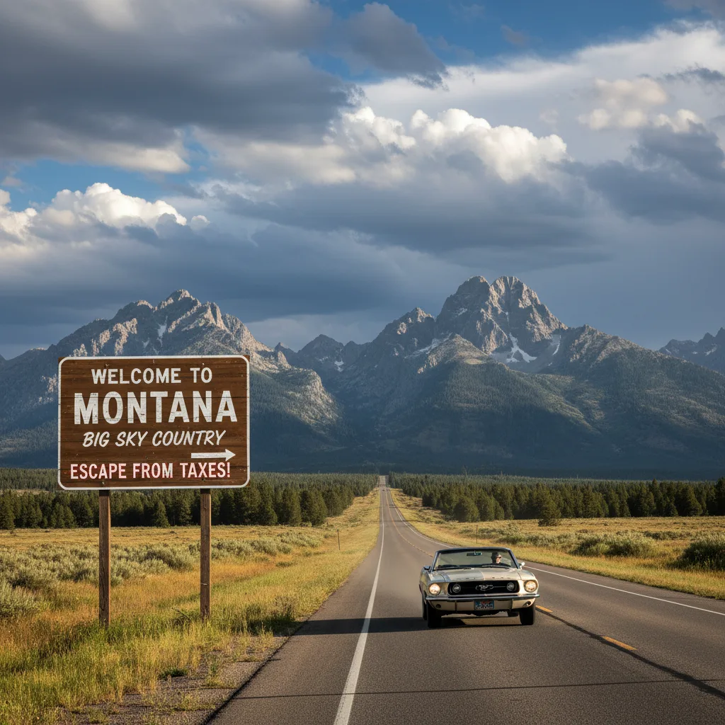 Welcome to Montana Big Sky Country road sign with mountains
