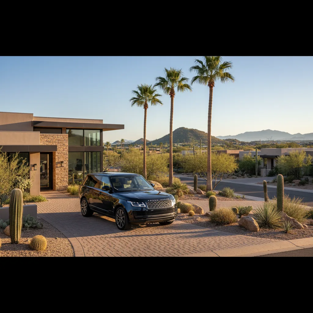 Luxury SUV parked in upscale Scottsdale Arizona neighborhood