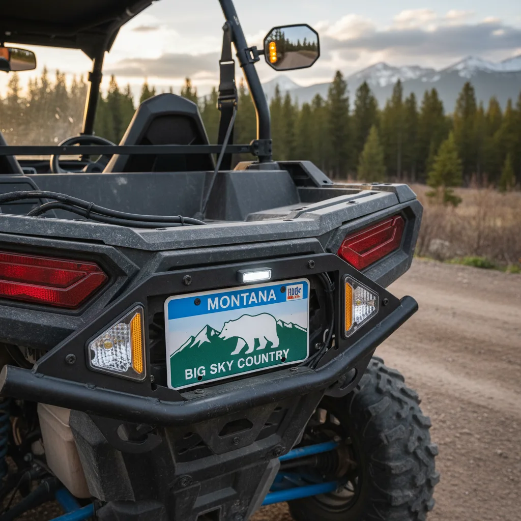 Montana license plate mounted on Polaris RZR UTV