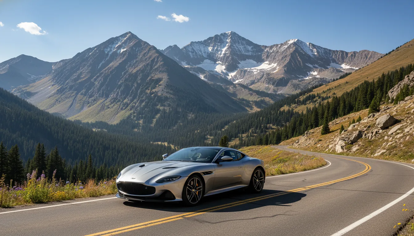 Porsche sports car with Colorado mountain backdrop