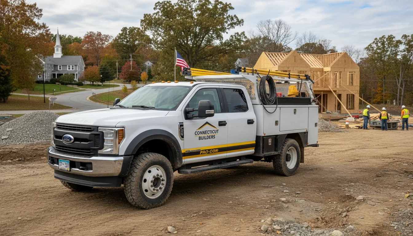 Heavy duty Ford F-450 work truck at Connecticut construction site