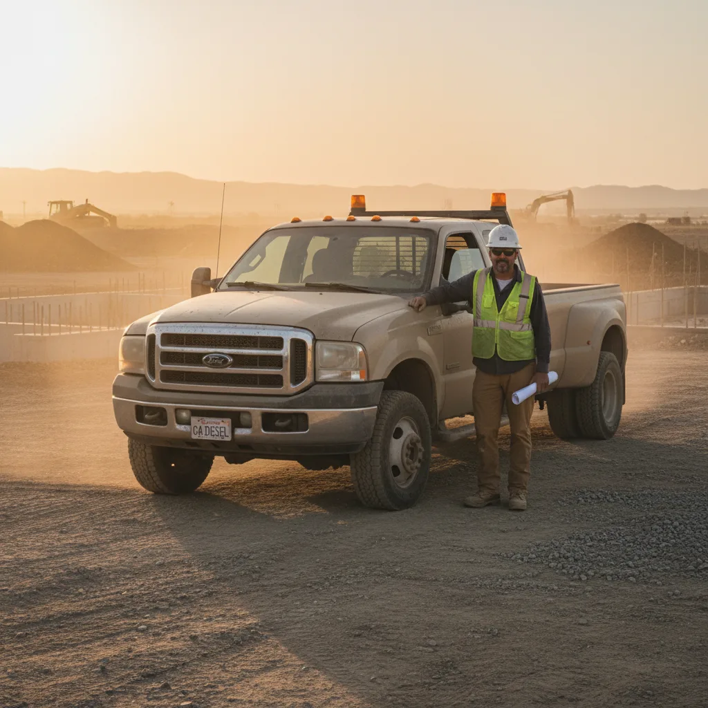 Ford F-350 diesel work truck at California construction site