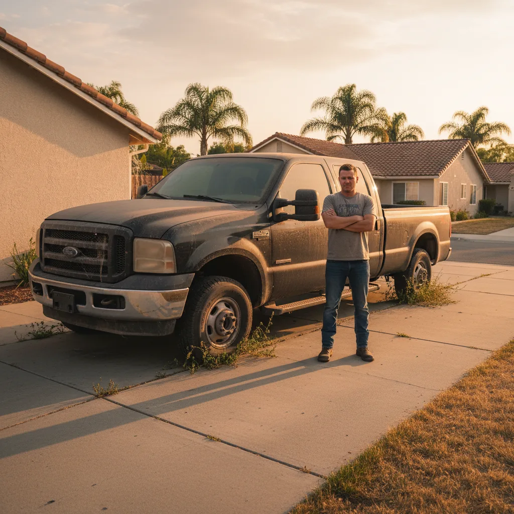 Diesel truck sitting unused in driveway due to California registration issues