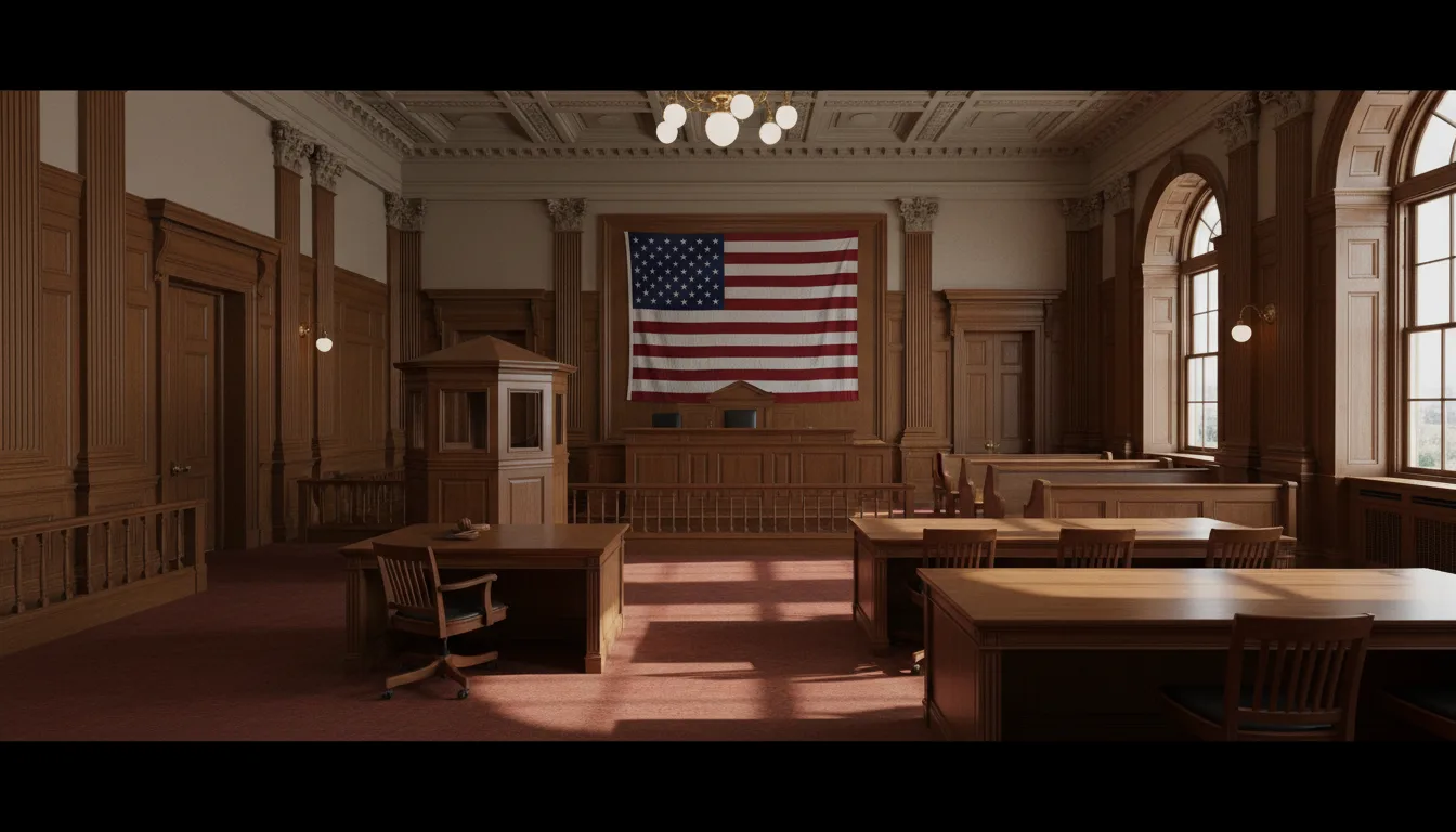 Courtroom interior - mandatory court appearance for super speeder violations