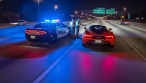 Florida highway patrol pulling over speeding sports car - Super Speeder Law enforcement