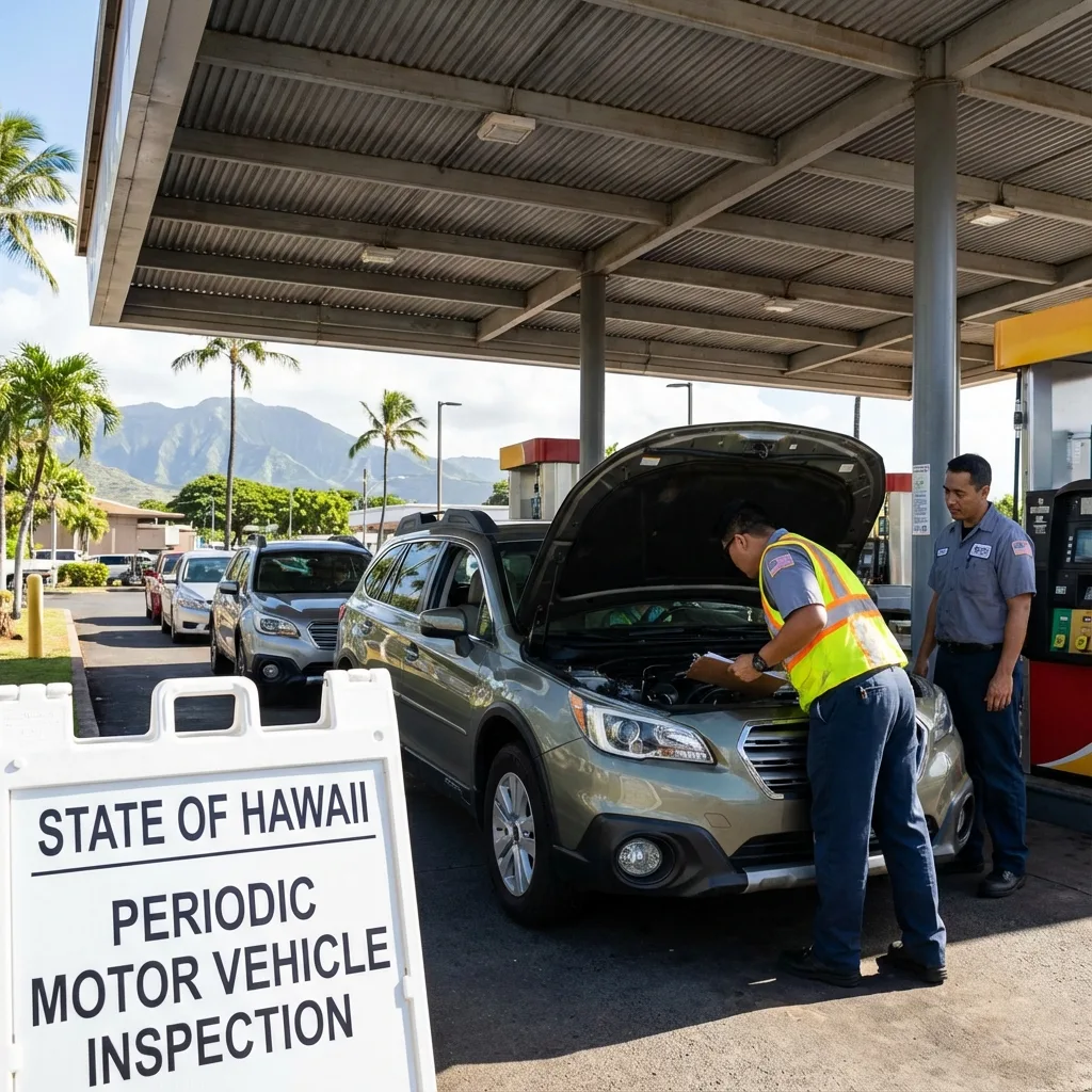 Vehicle at Hawaii safety inspection station