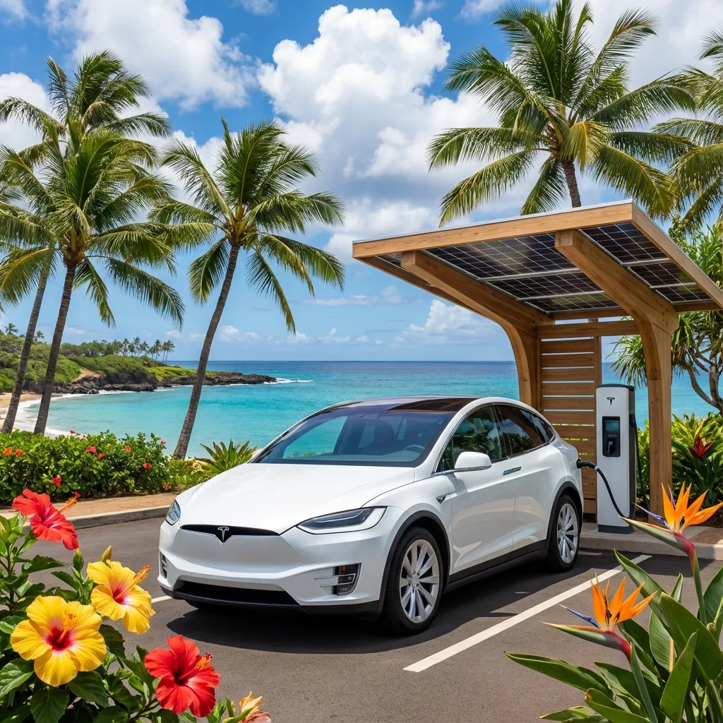 Tesla Model X at Hawaii charging station