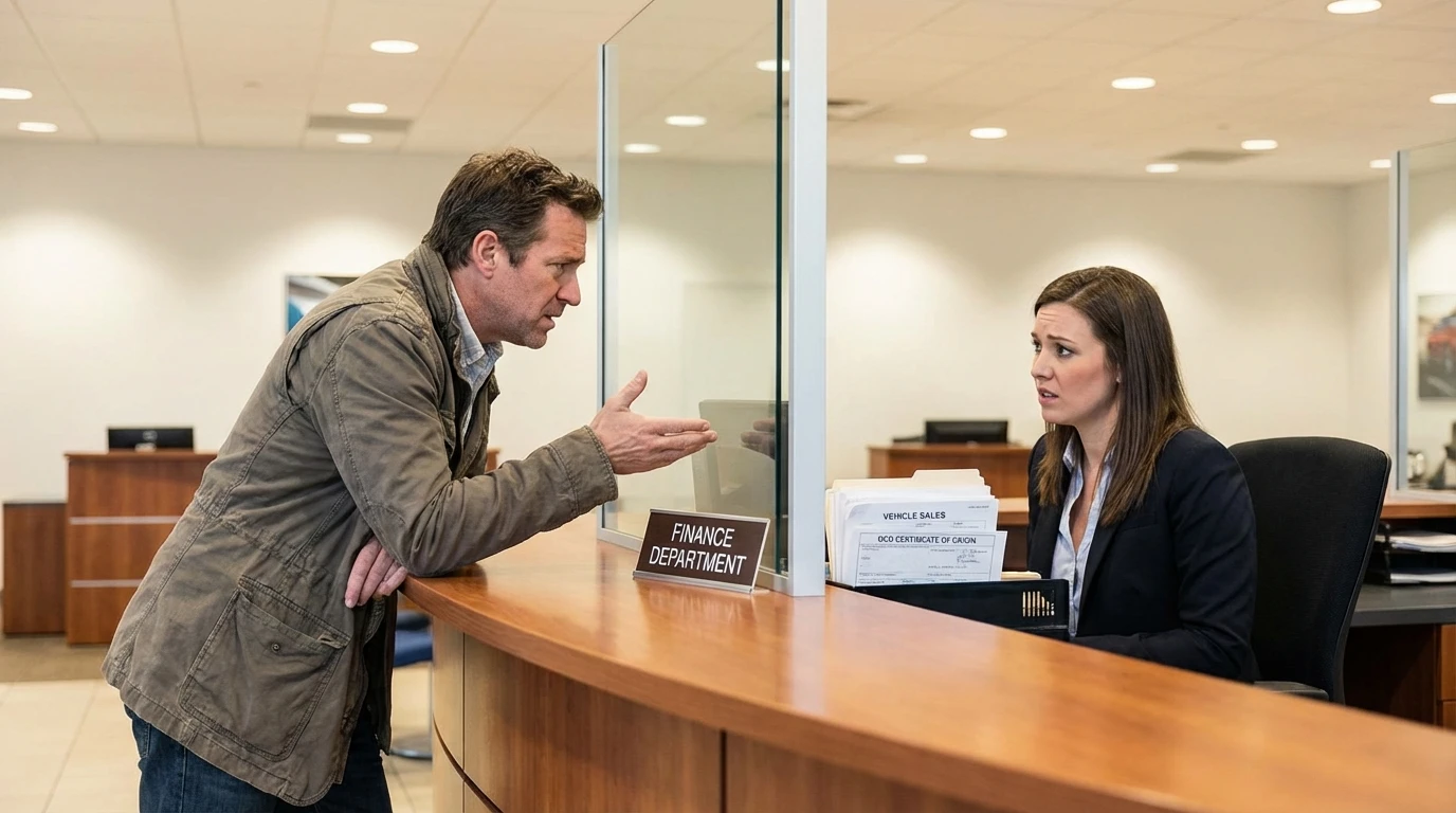 Certificate of origin holder dispute at dealership