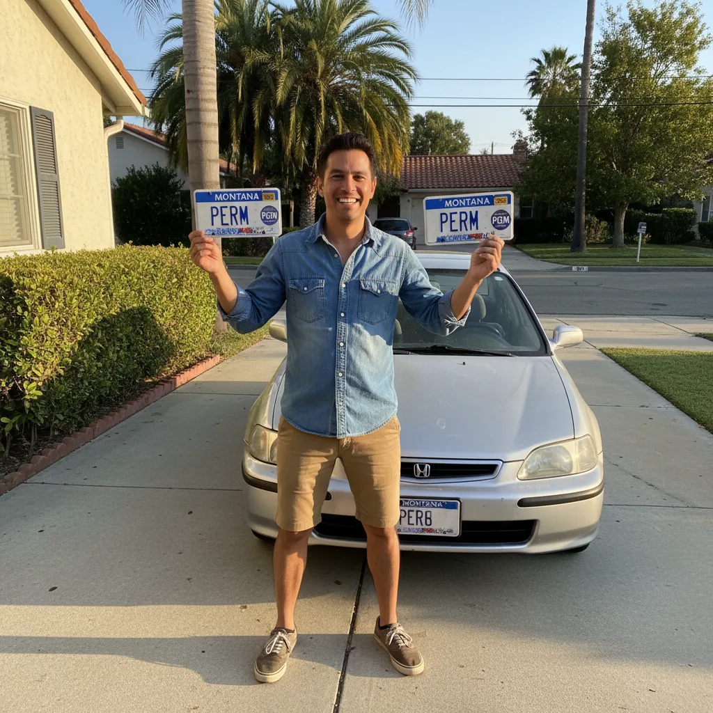 Happy person with Montana permanent plates fresh start
