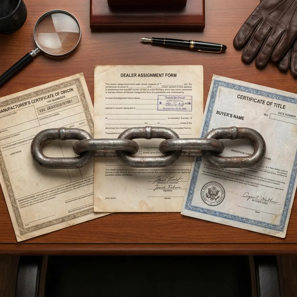 Chain of ownership from certificate of origin to title transfer