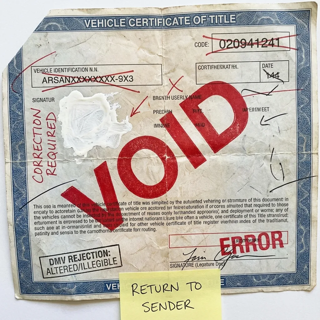 Voided certificate of origin with mistakes and alterations warning