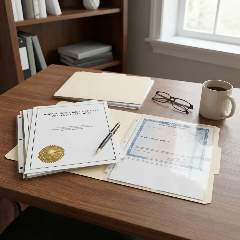 Montana LLC formation and vehicle title ownership documents