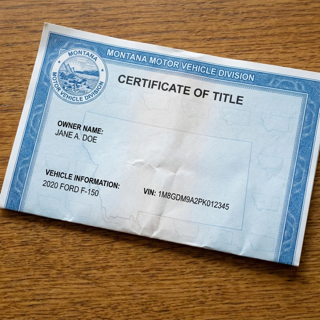 Certificate of Title state-issued ownership document Montana DMV