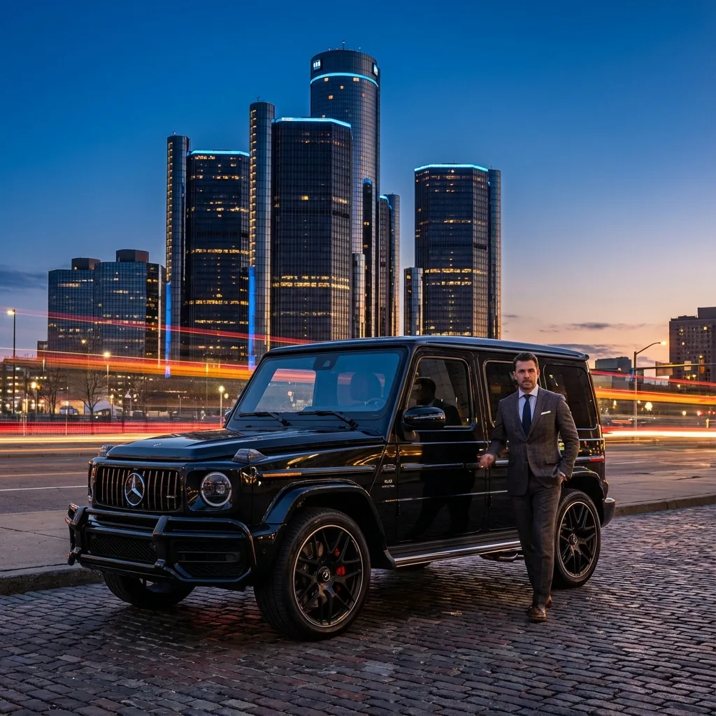 Mercedes G-Wagon luxury SUV downtown Detroit