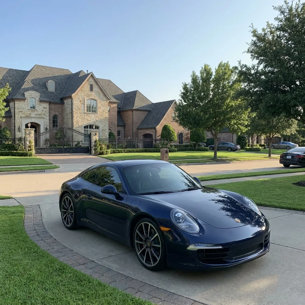 Porsche 911 luxury sports car Bloomfield Hills mansion