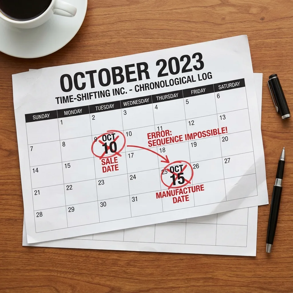 Certificate of origin date mistakes showing chronological error