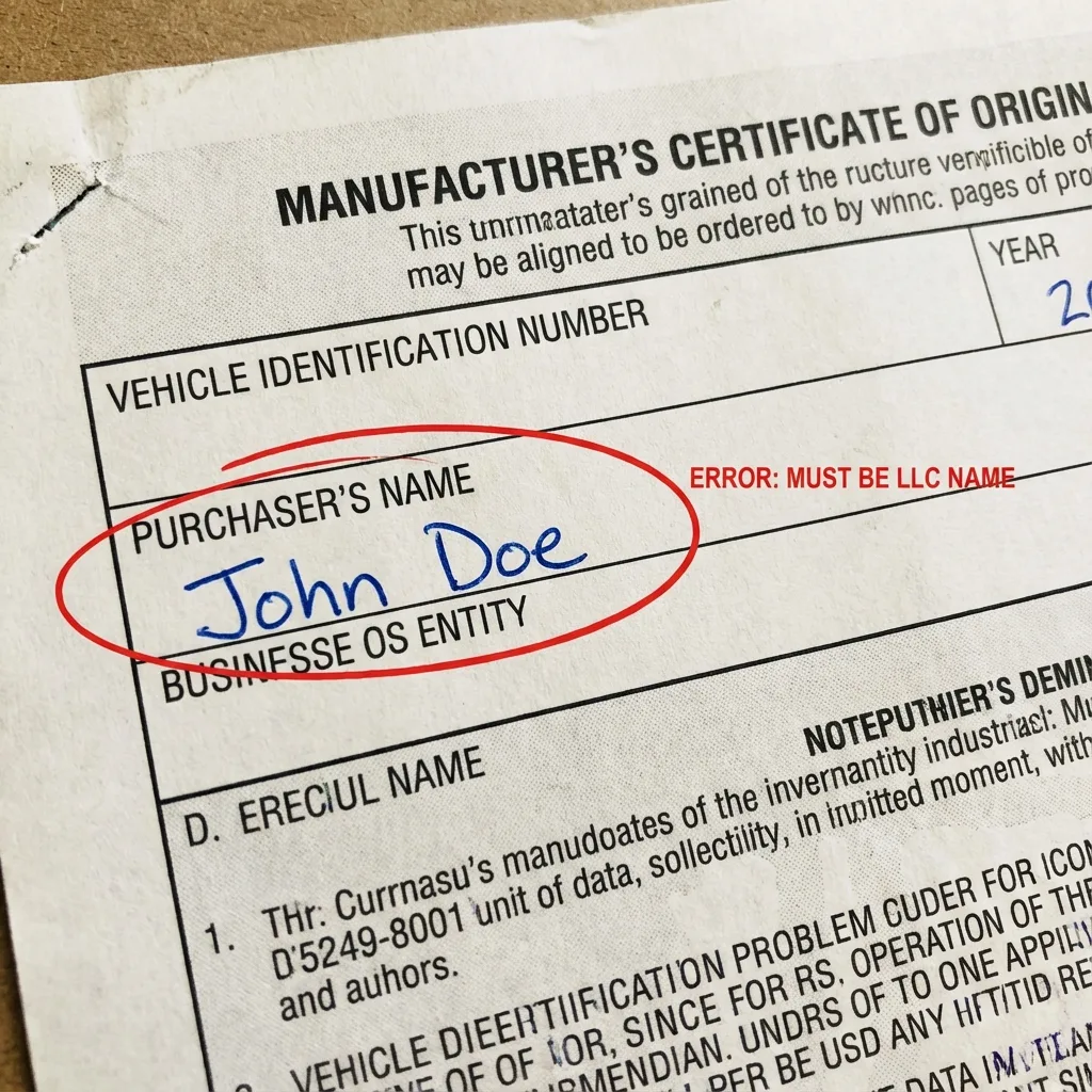 Certificate of origin name error showing personal name instead of LLC