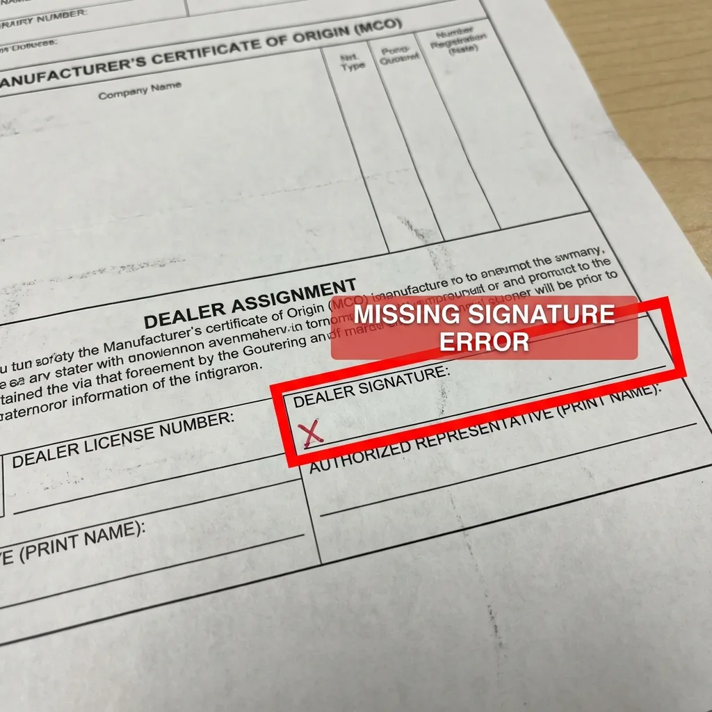 Certificate of origin dealer signature mistakes missing authorization