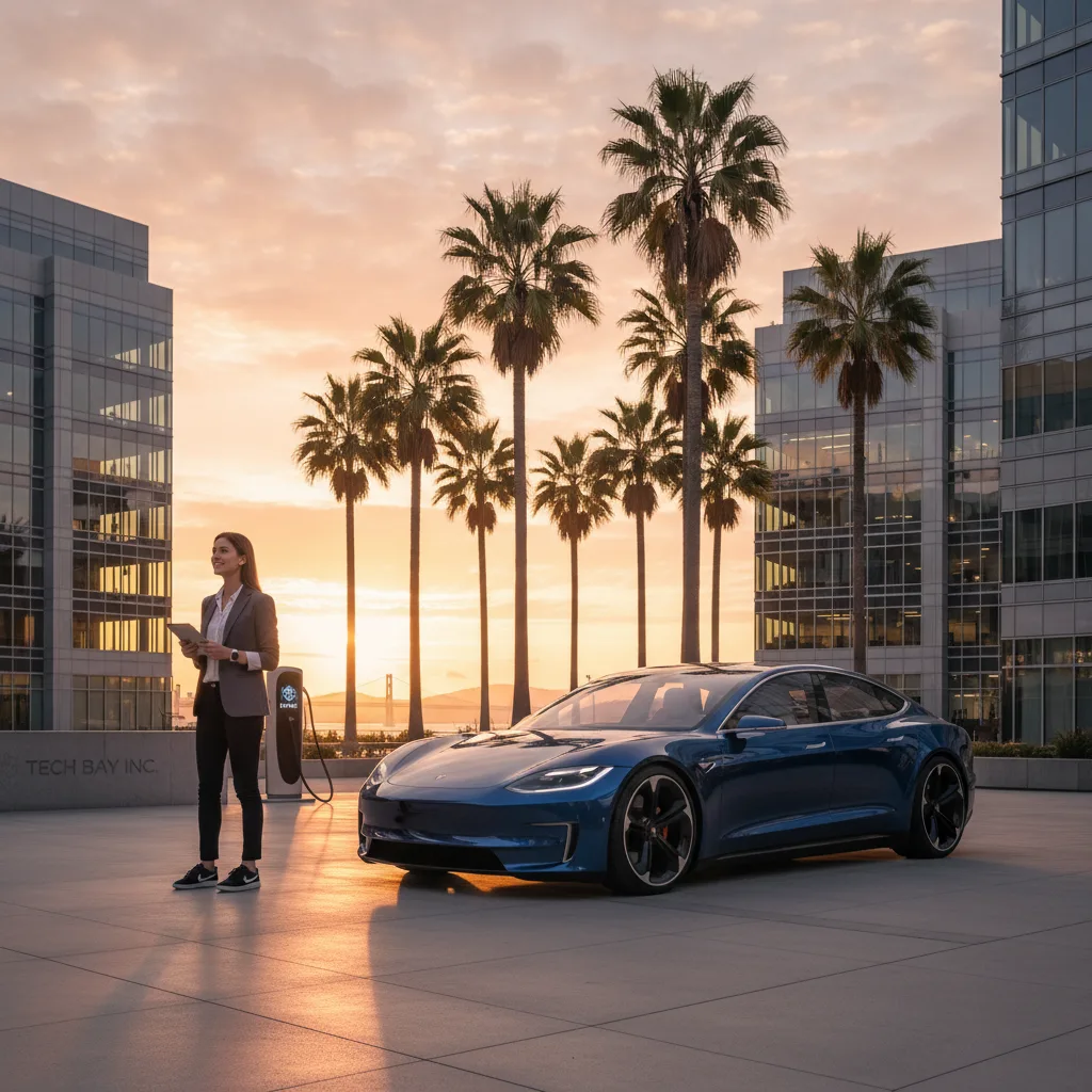 Luxury car at California tech campus relocation hero image