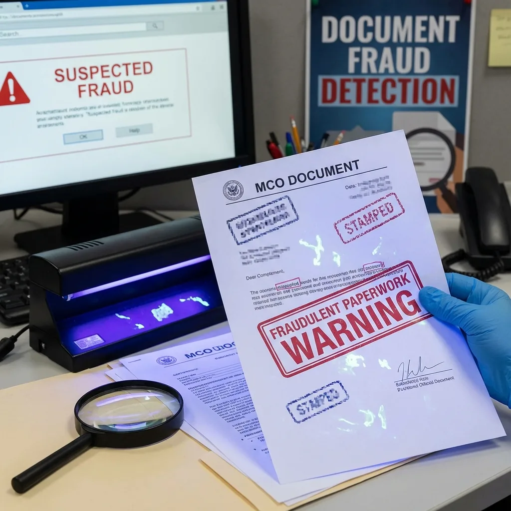 Warning about counterfeit MCO documents and fraud detection