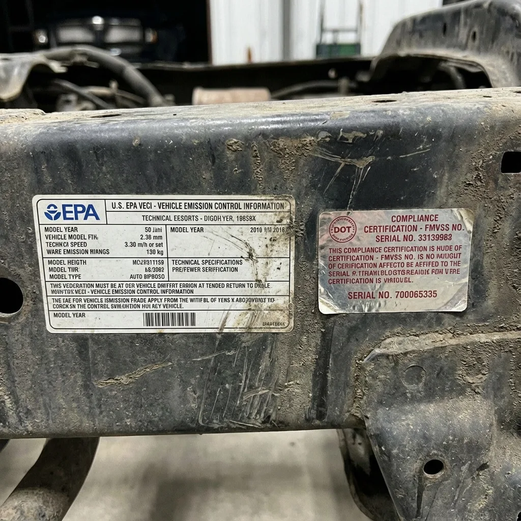 EPA emissions label DOT compliance certification sticker vehicle frame