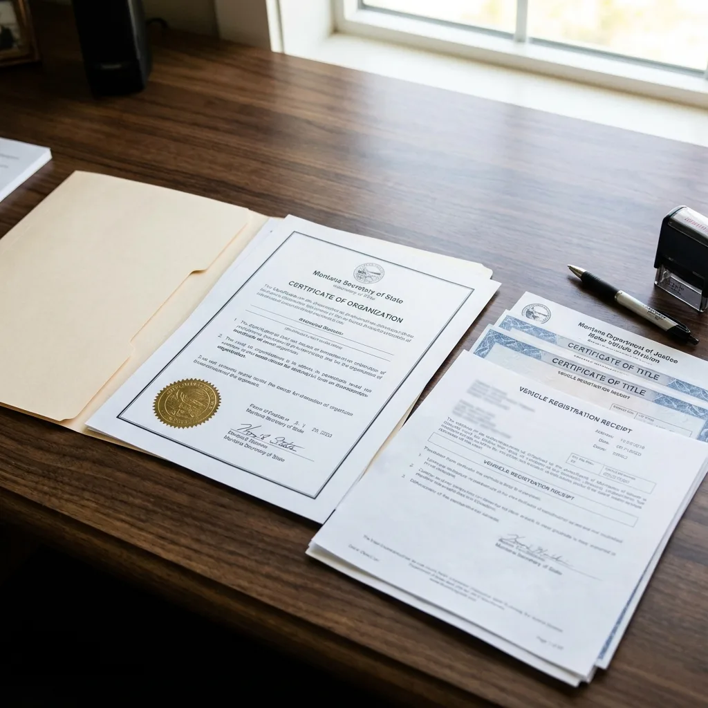 Montana LLC formation documents vehicle registration papers legal compliance