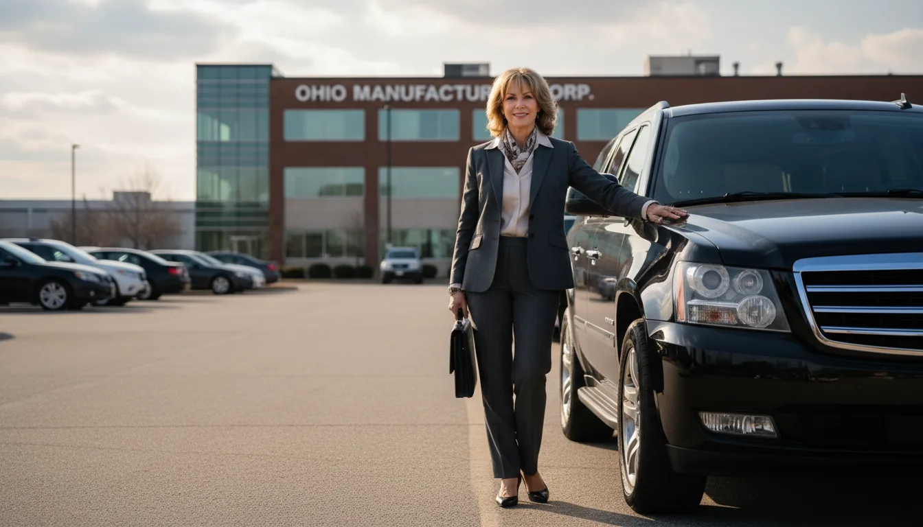 Successful businesswoman with luxury SUV in Ohio