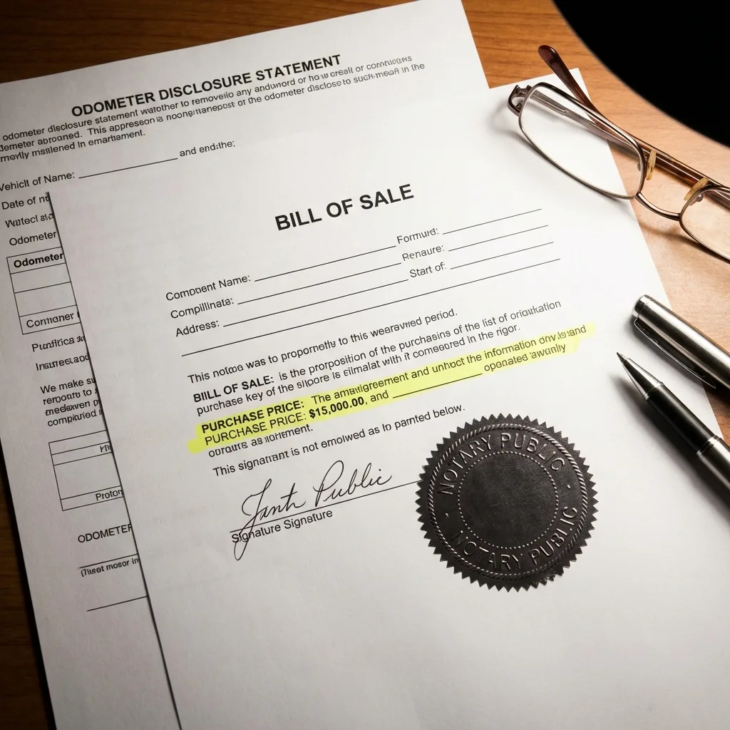 Bill of sale paperwork requirements with notary for MCO transfer