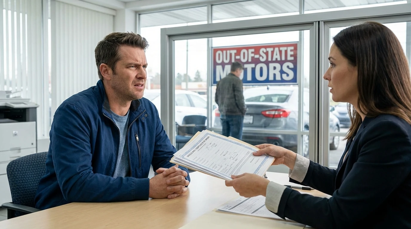 Out of state MCO certificate of origin purchase at dealership