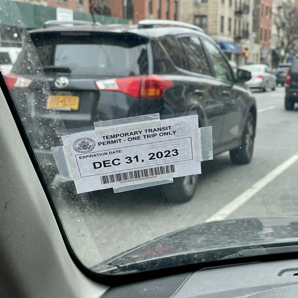 Temporary transit permit for moving vehicle across state lines