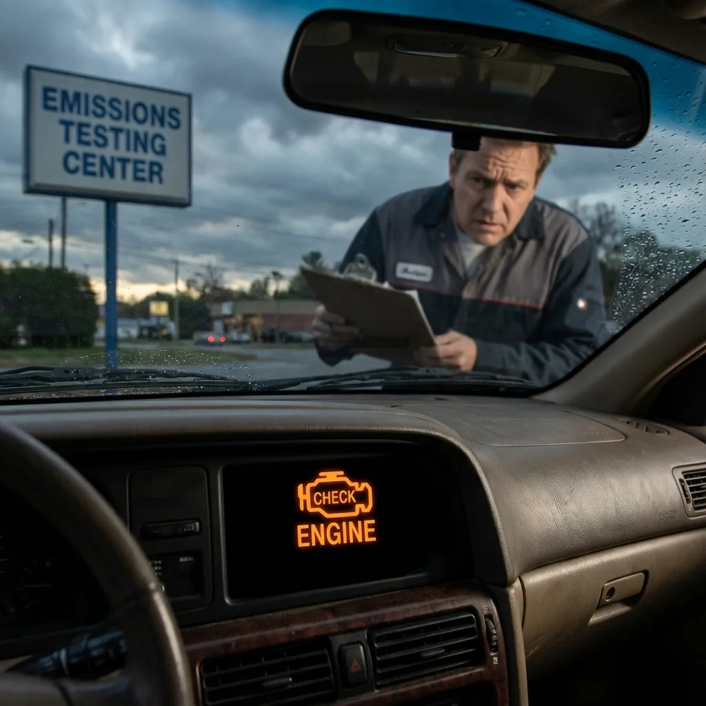 Car dashboard check engine warning light Pennsylvania emissions testing
