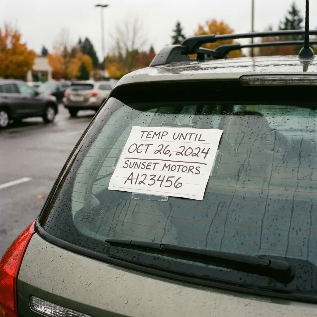 temporary paper tag vehicle window temp tag provisional registration dmv bridge document