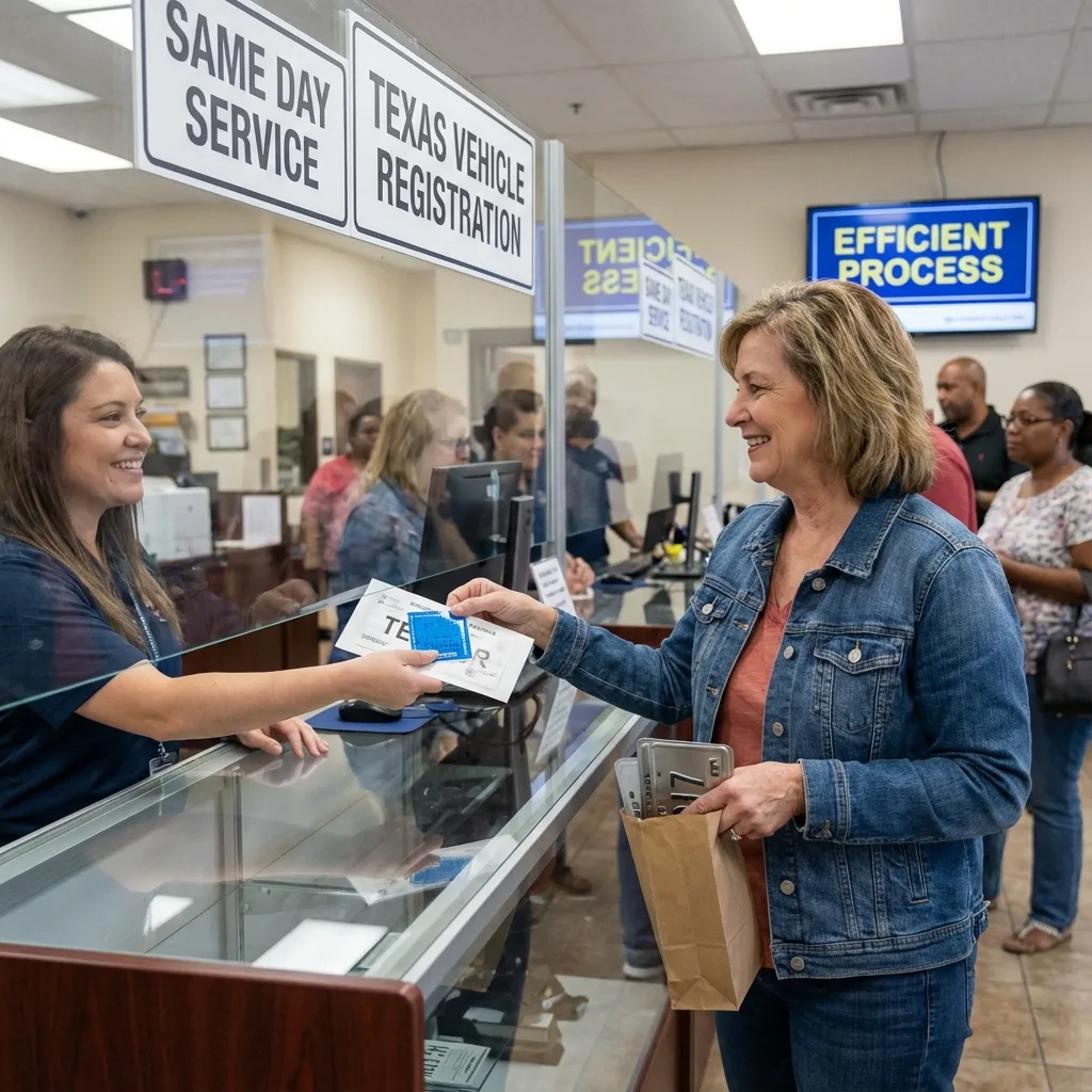 texas tax office same-day registration service concurrent system instant gratification plates tags