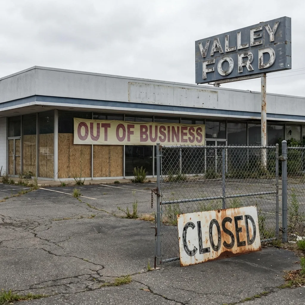 Abandoned car dealership out of business with stuck MCO documents