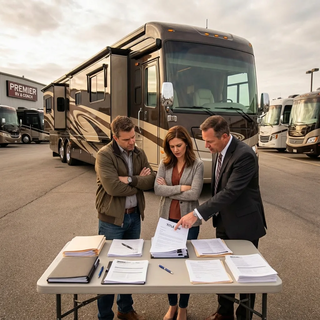 Luxury motorhome RV stuck MCO paperwork dispute at dealership