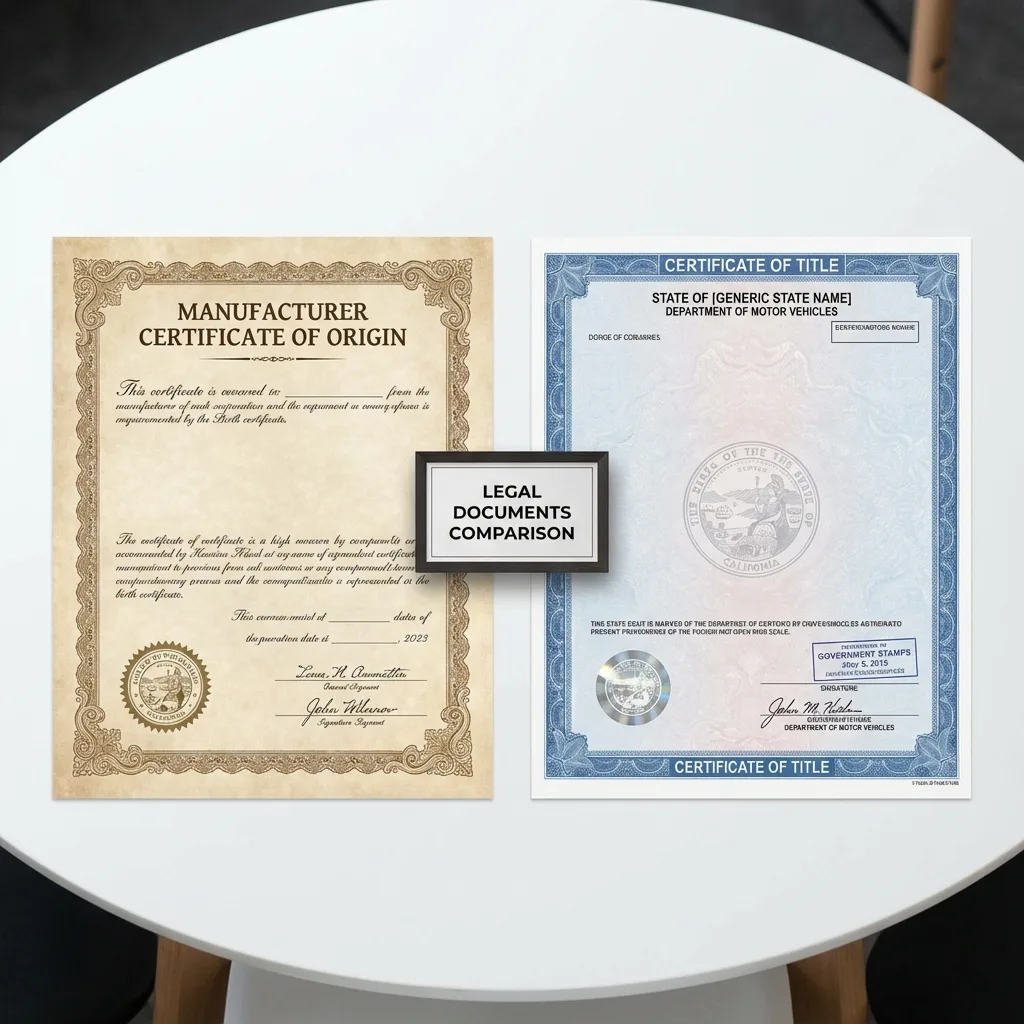 Side by side comparison of MCO certificate and title document