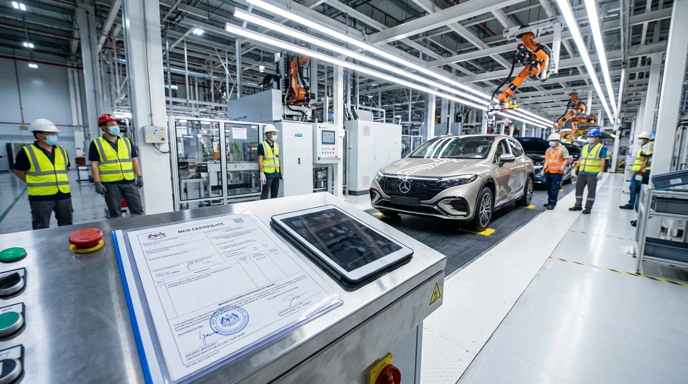 Certificate of origin to title transformation from factory assembly line