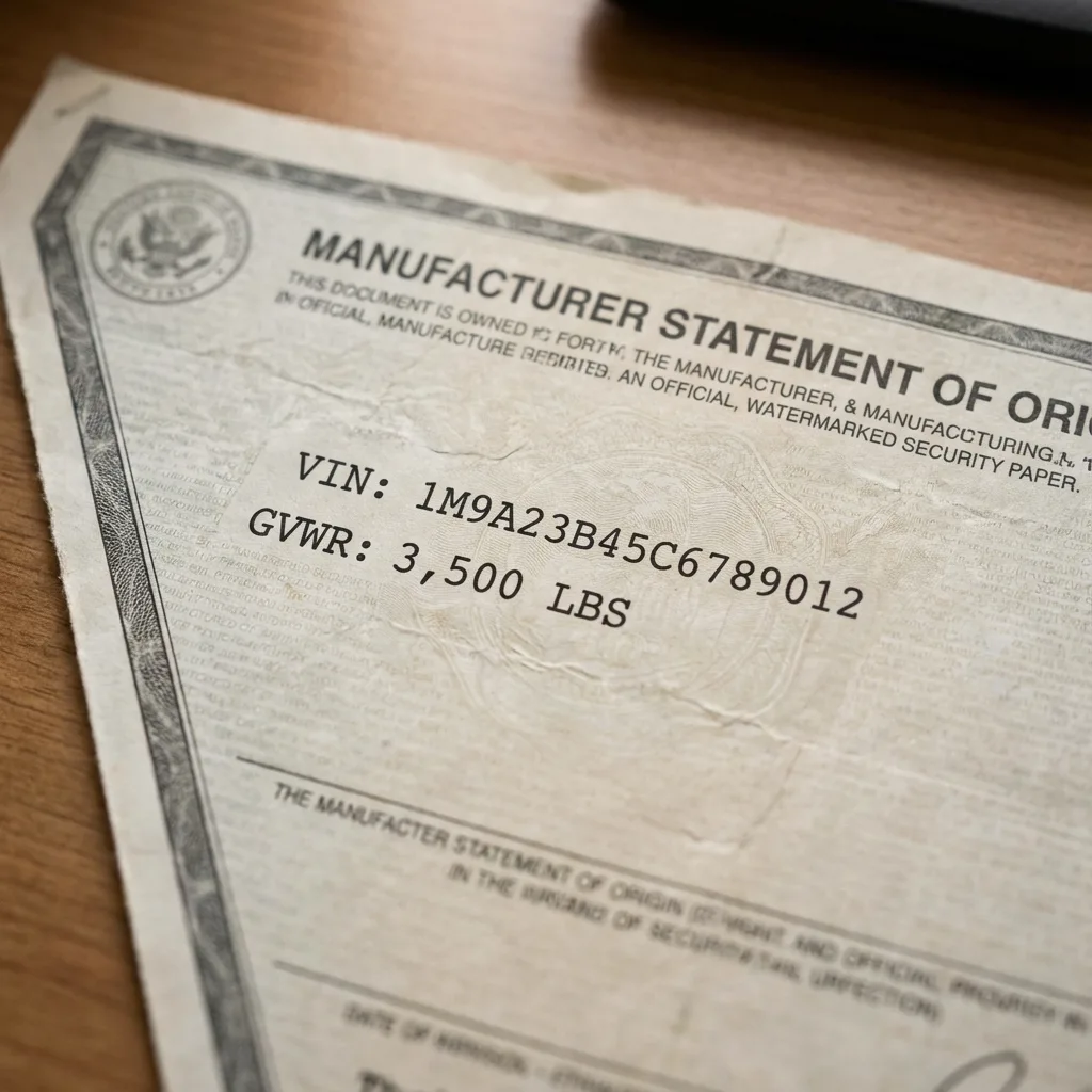 trailer co MSO document VIN number GVWR weight rating