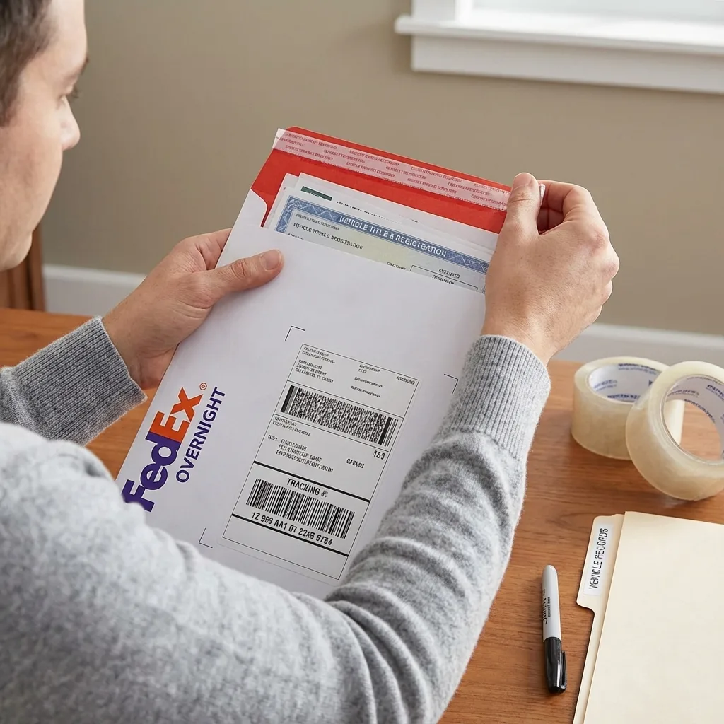 Securely mailing MCO and registration documents via FedEx with tracking