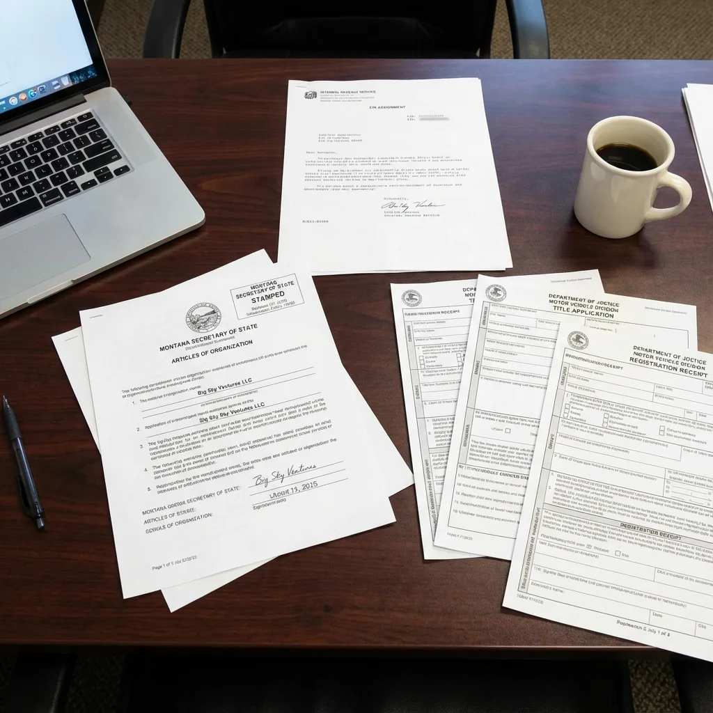 Montana LLC formation documents and Articles of Organization for vehicle registration