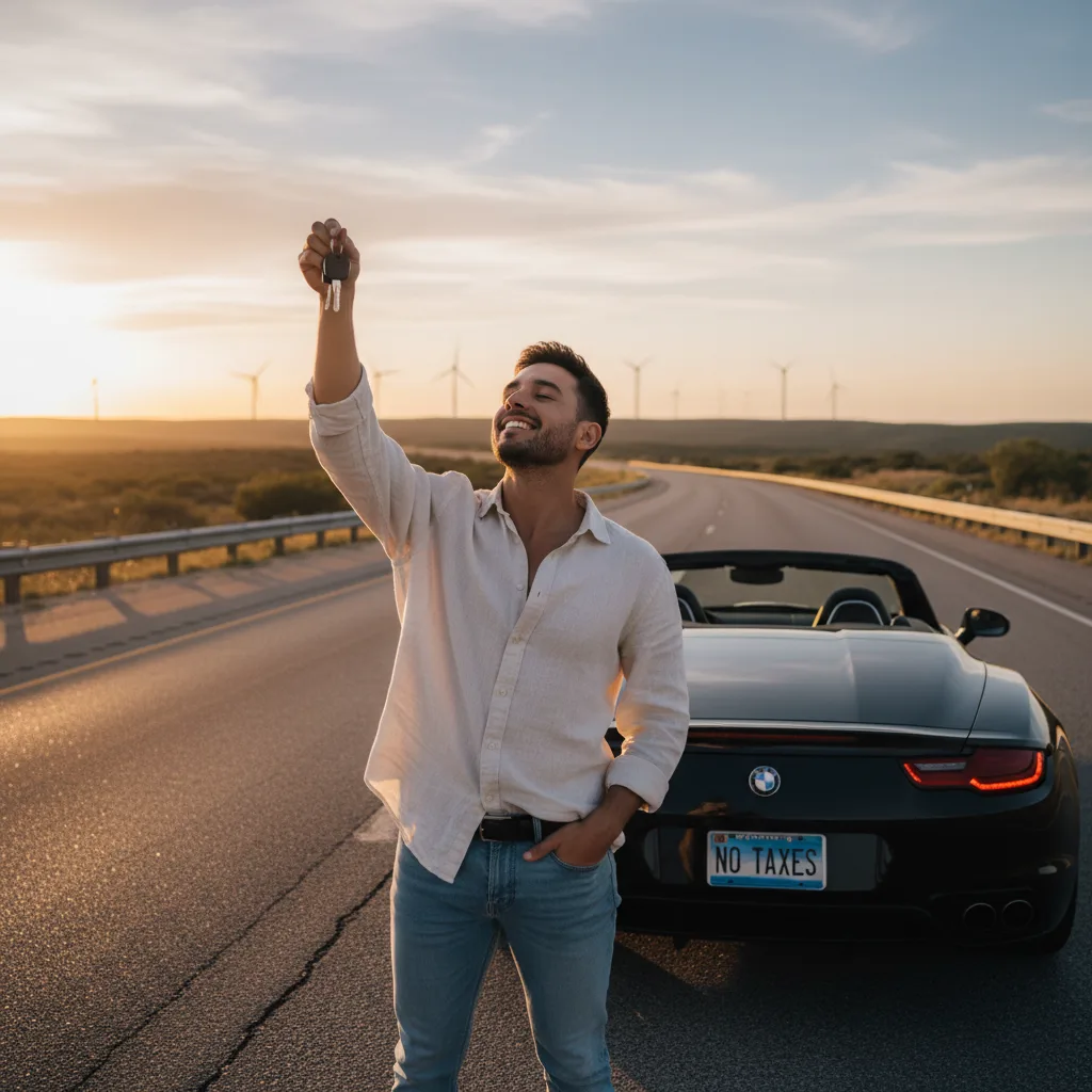 Happy vehicle owner with Montana plates escaping Texas vehicle taxes