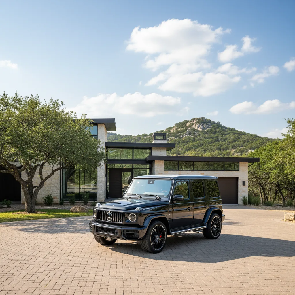 2024 Mercedes G63 AMG G-Wagon in Austin Texas hill country setting