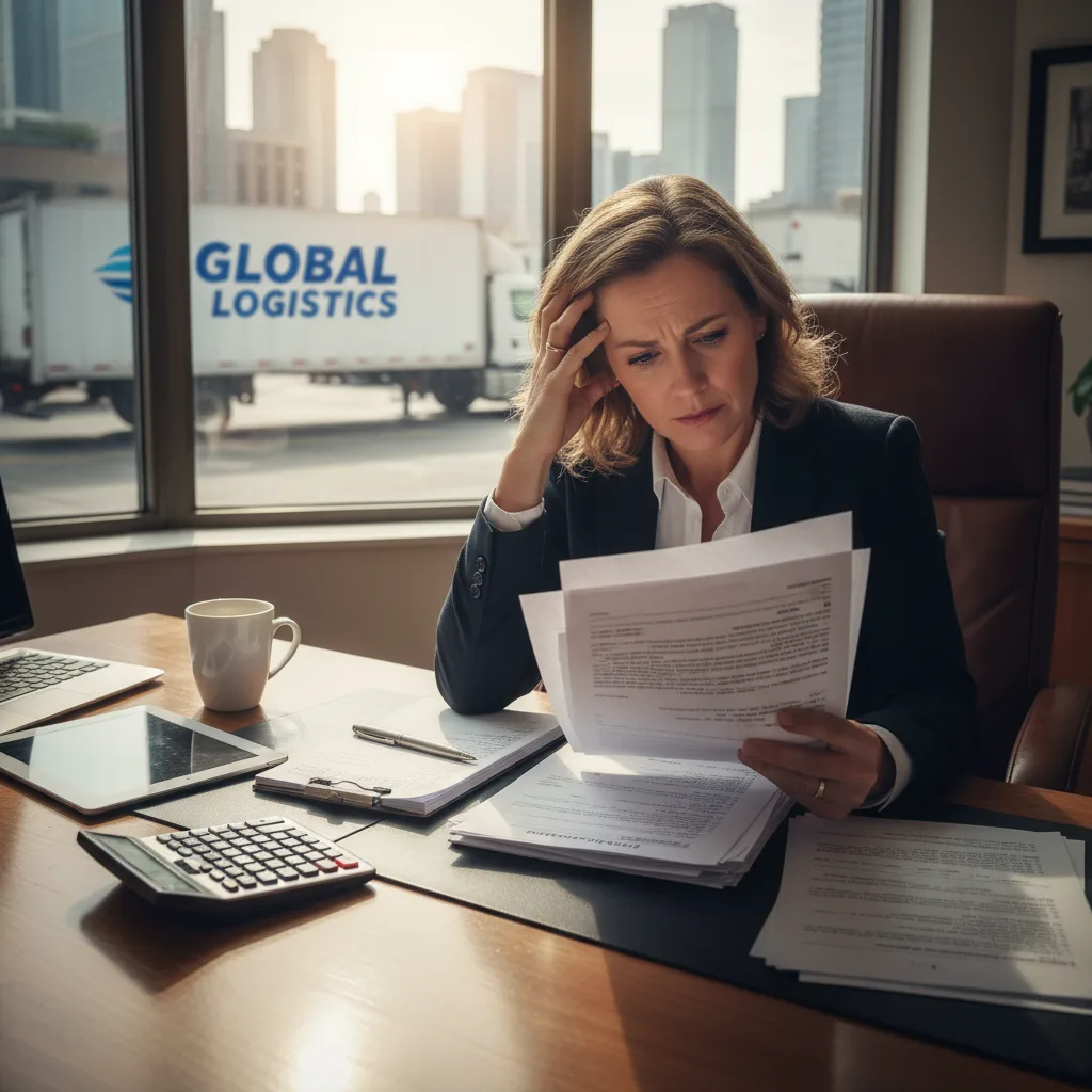 Business owner reviewing Texas property tax documents for commercial vehicles