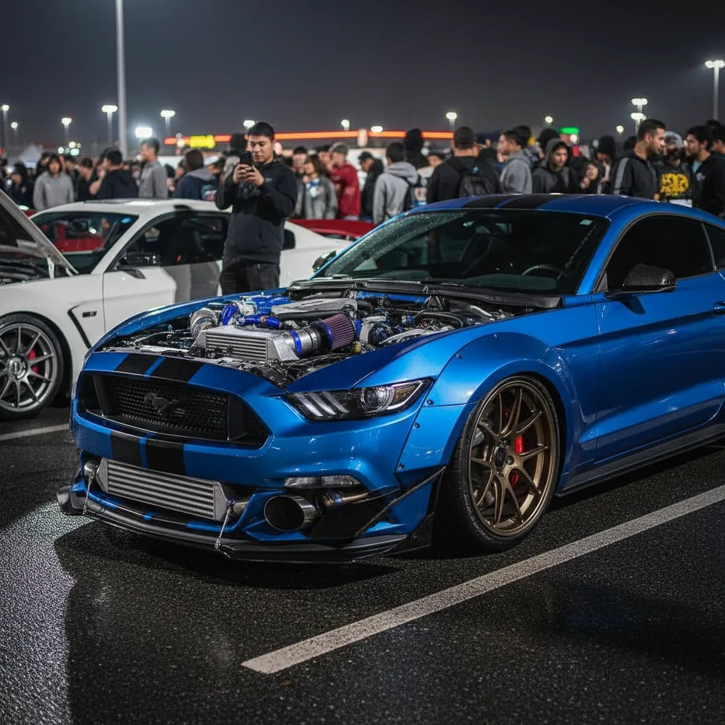 Modified Ford Mustang GT with aftermarket exhaust - Texas tuner car culture