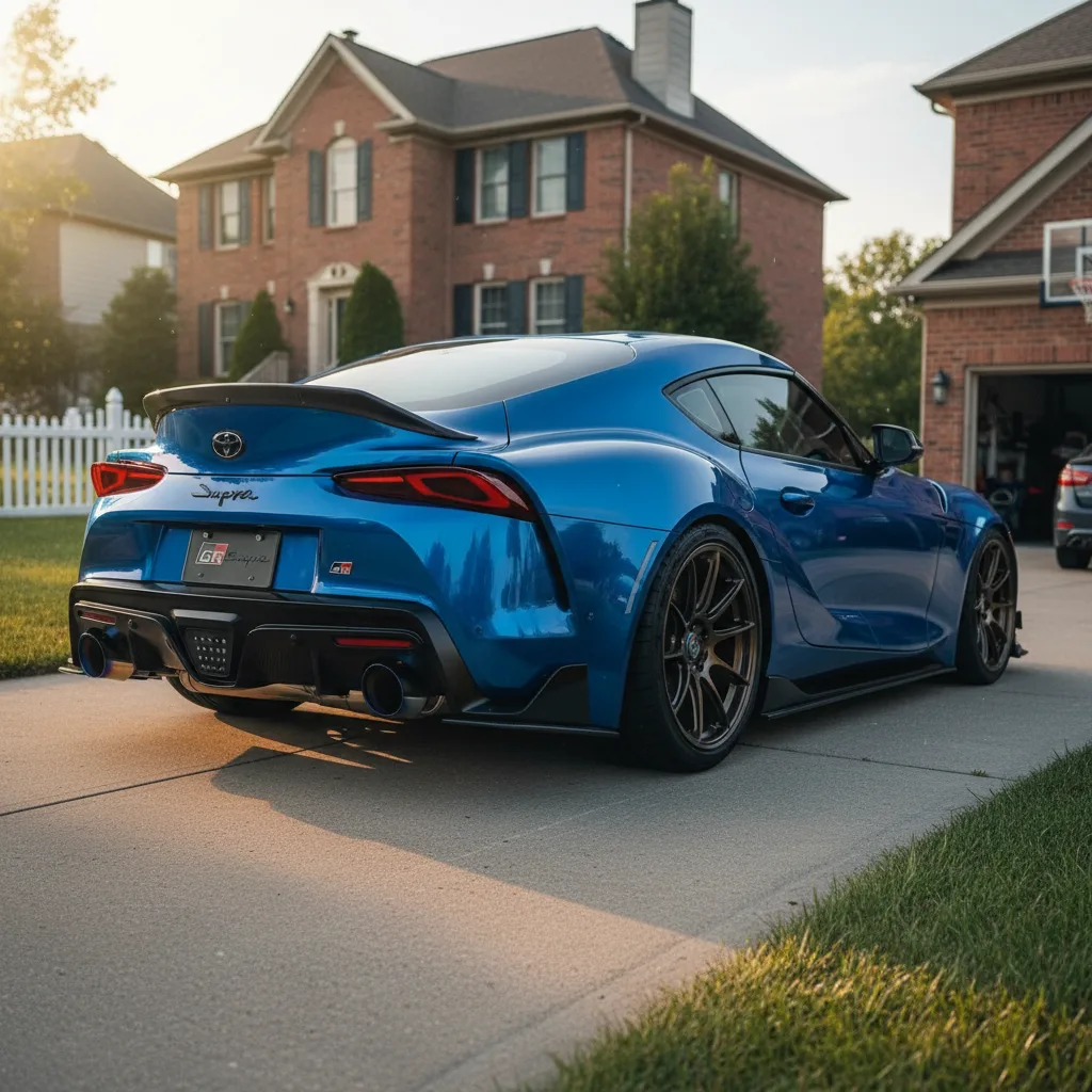 Modified 2021 Toyota GR Supra with aftermarket exhaust in Sugar Land Texas