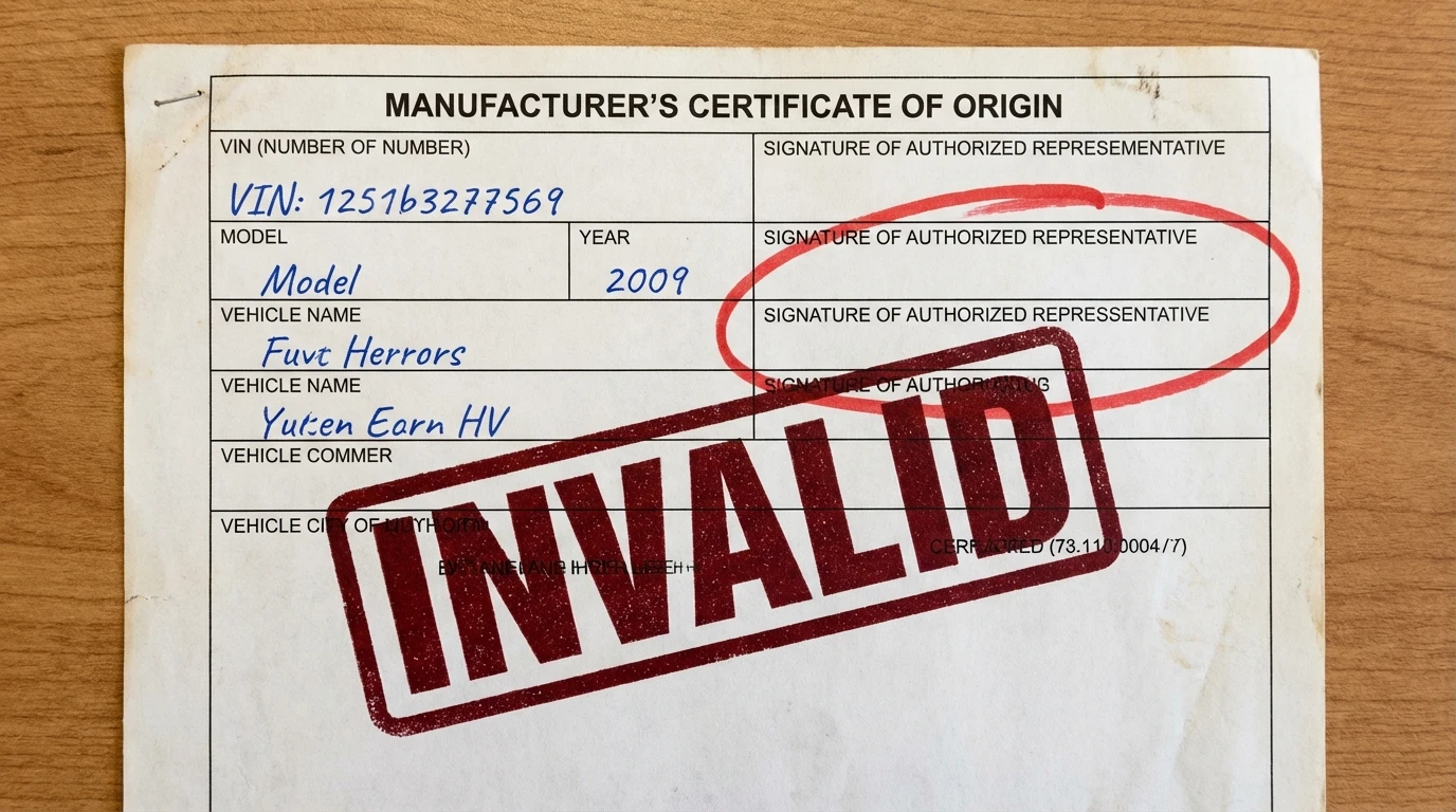 Unsigned mco document showing blank signature section