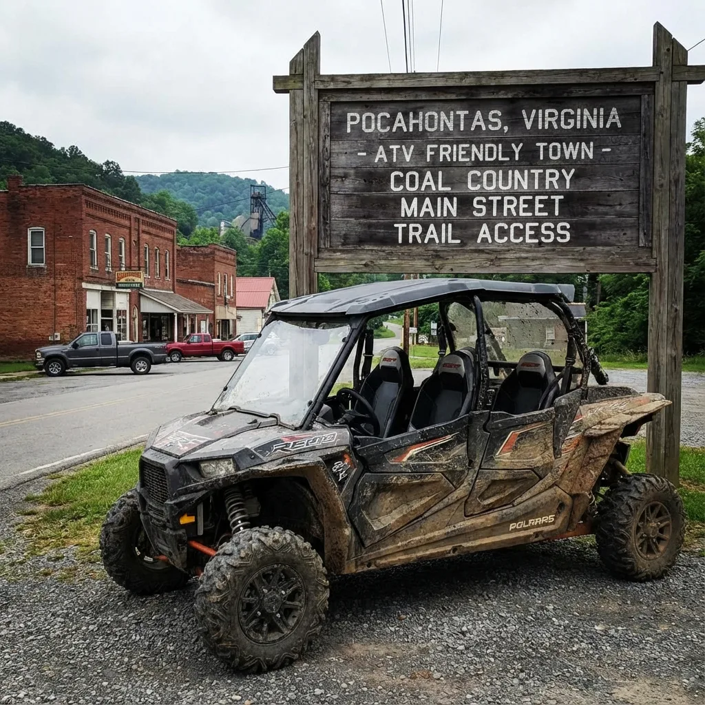 Pocahontas Virginia coal town ATV-friendly streets UTV parking main street businesses