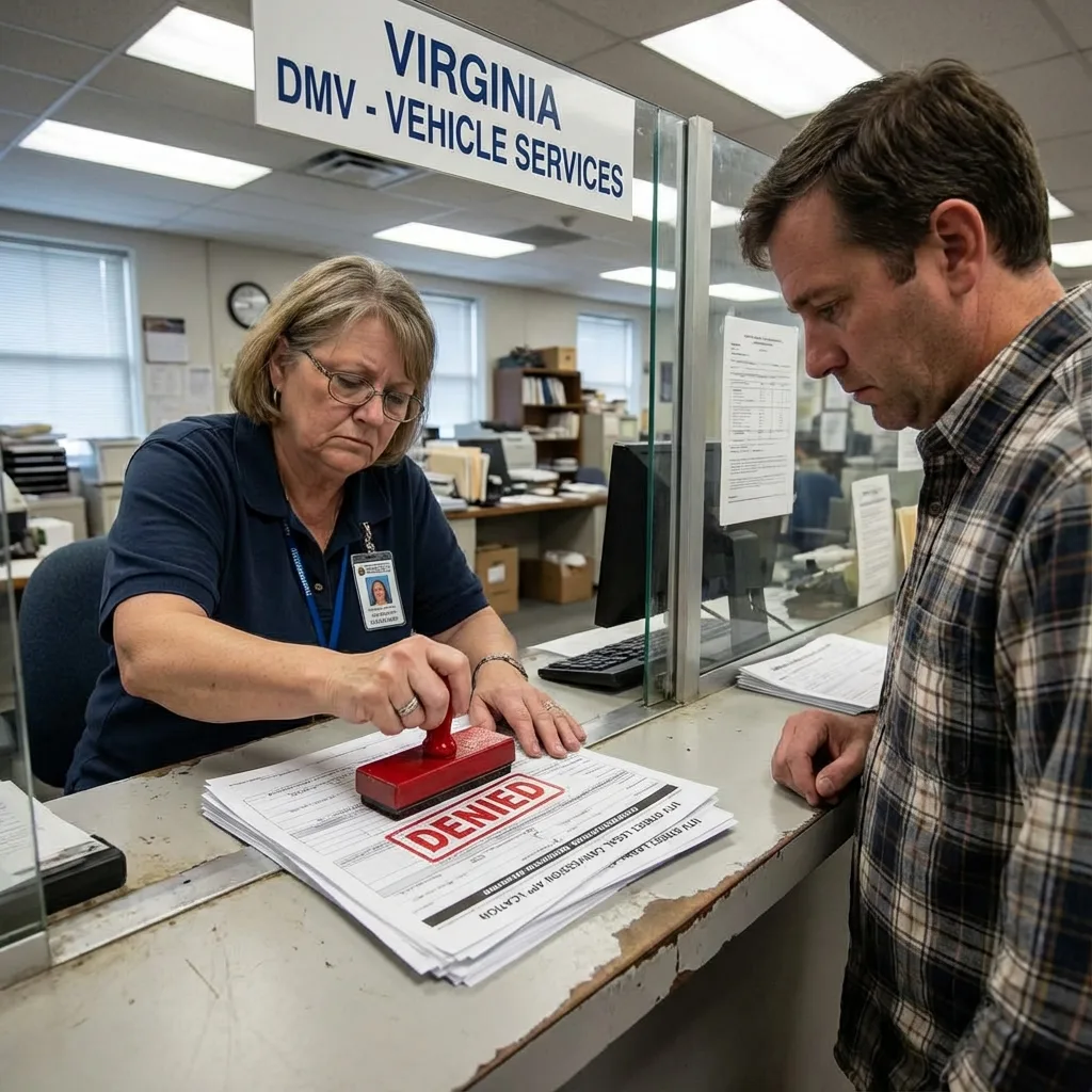 Virginia DMV denied stamp on street legal UTV conversion paperwork application rejected