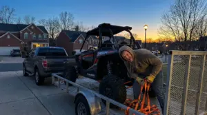 virginia off-road restrictions UTV trailer loading early morning Fairfax County Polaris RZR ratchet straps